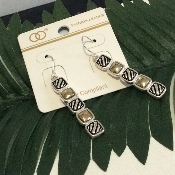 Gold, Silver & Black Metal Earrings - Picture 2 of 5